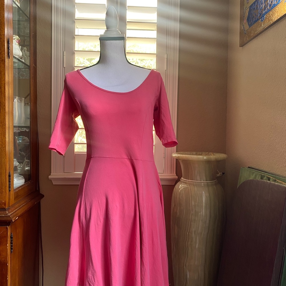 Women's Pink Scoop Neck Skater Dress